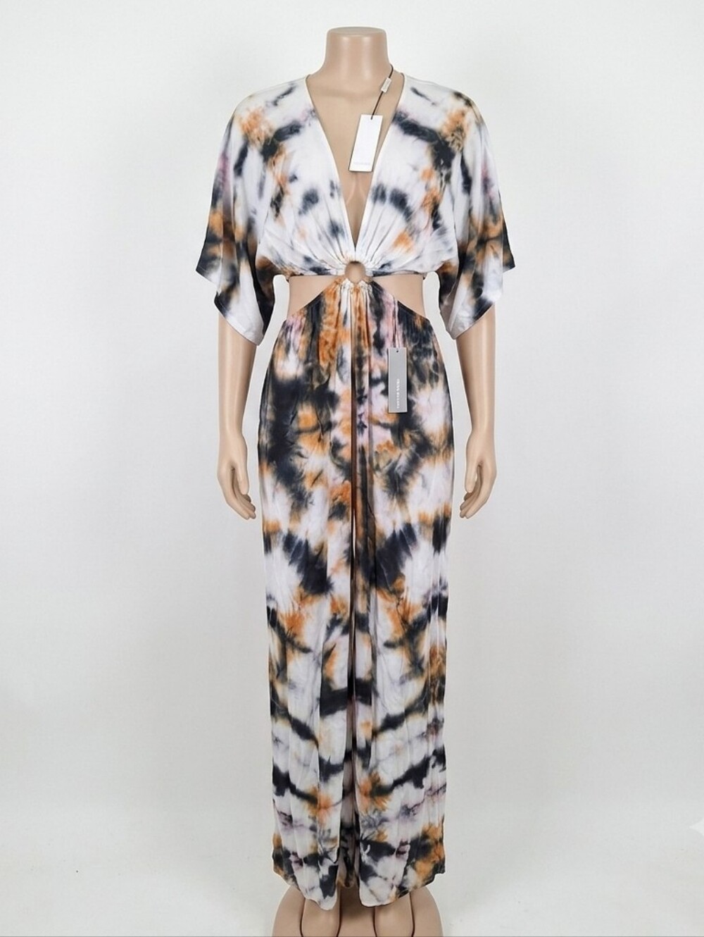 NWT Young Fabulous Broke YFB Tie Dye Cutout Ring Maxi Dress Size S